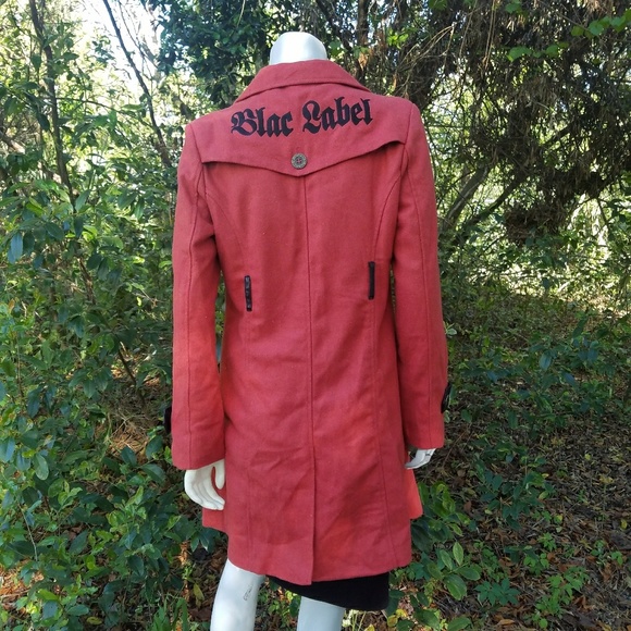Mod Coral Trench Coat Double Breasted Peacoat Blac Label Pink M - Picture 4 of 9